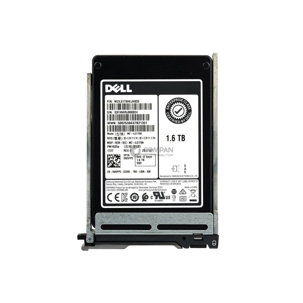 W5PP5 DELL 1.6TB 12G SAS 2.5 SFF PM 1635A SSD